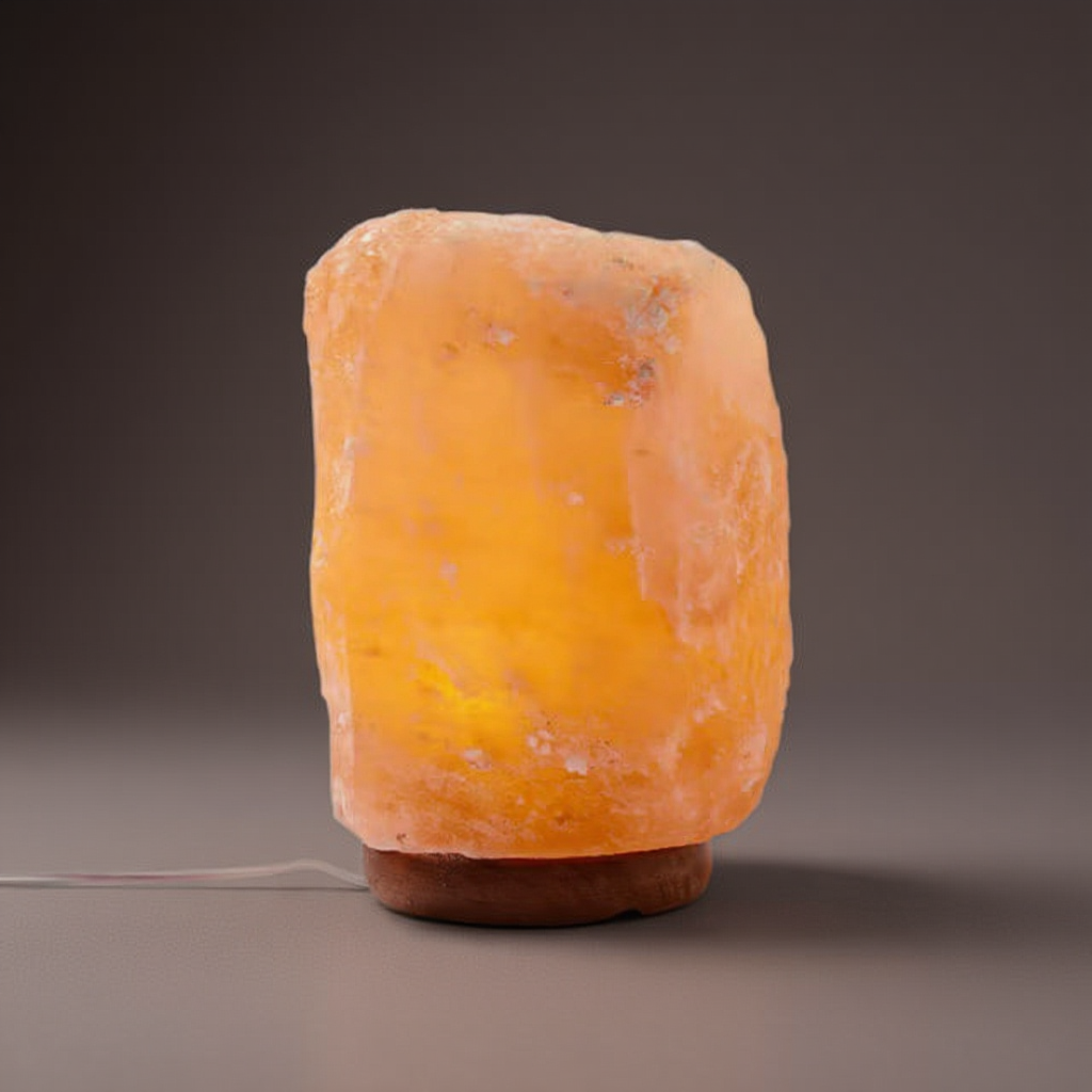Himalayan salt lamp on a dark background