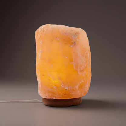 Himalayan salt lamp on a dark background