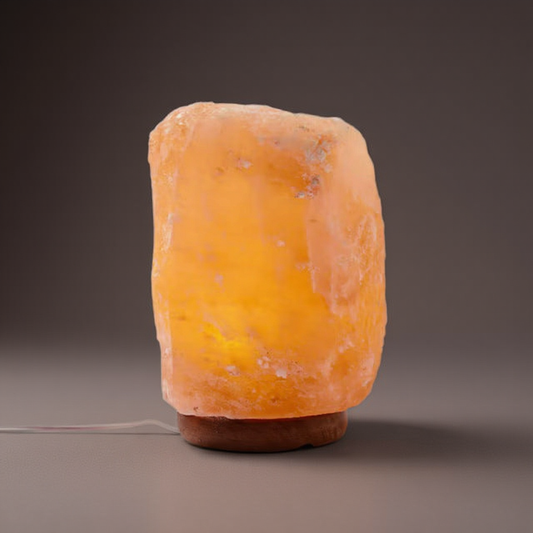 Himalayan salt lamp on a dark background